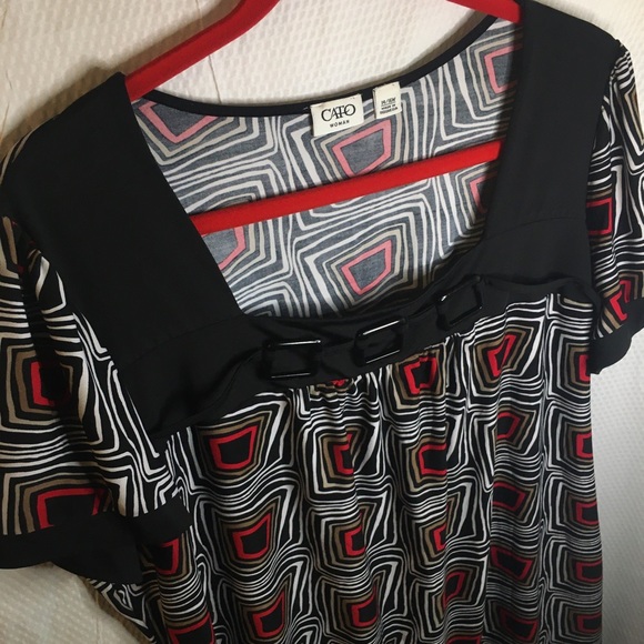 CATO | Women’s Black Blouse with Multi-Color Pattern - Picture 4 of 14